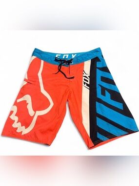 Fox Men’s Red, Blue & Black Boardshorts with Fox Logo